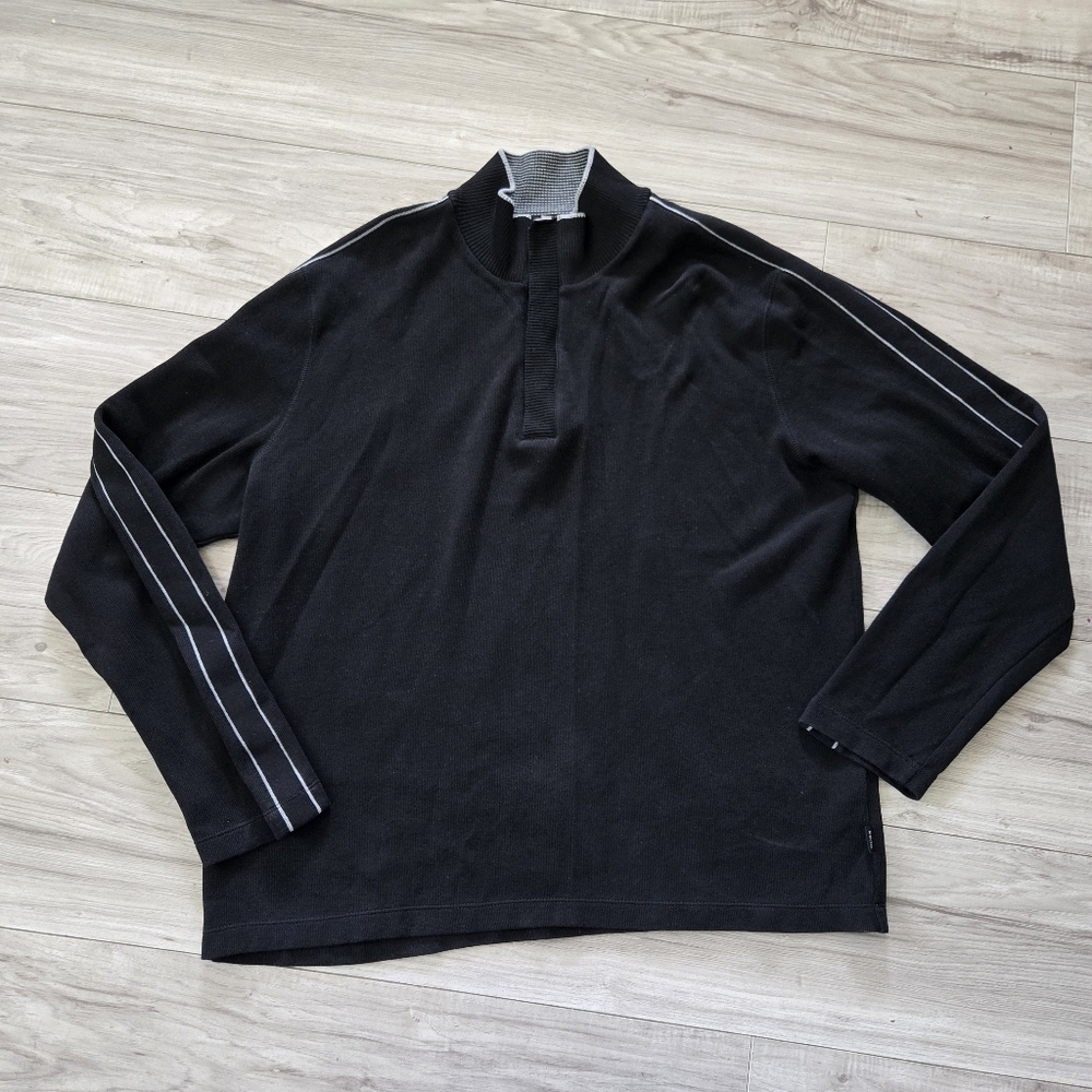 HUGO BOSS Sweater 1/4 Button Pullover Mock Funnel Neck Mens-Size XXL